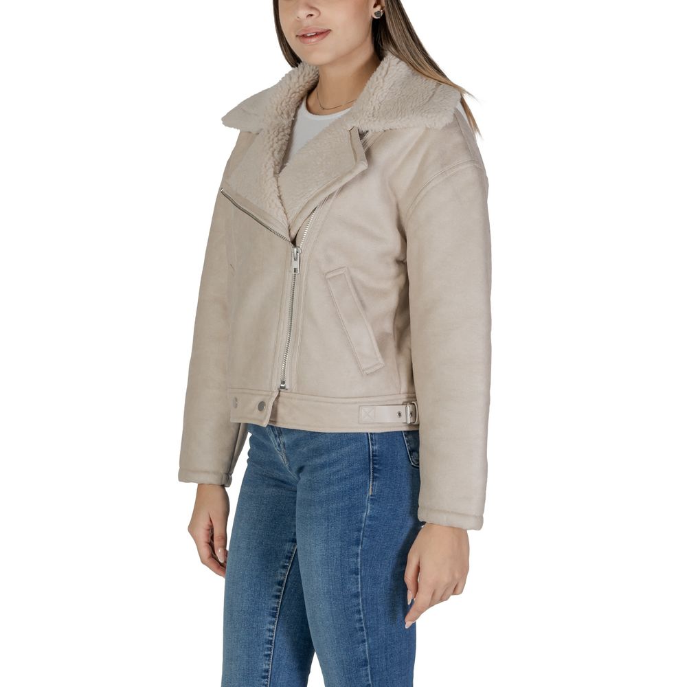 Vila Clothes Beige Leather Leather Jackets & Coat - IT38|XS