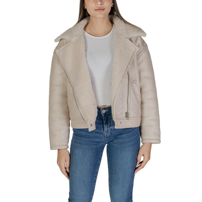 Vila Clothes Beige Leather Leather Jackets & Coat - IT38|XS