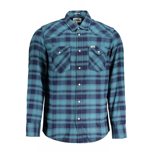 Wrangler Blue Cotton Shirt - S