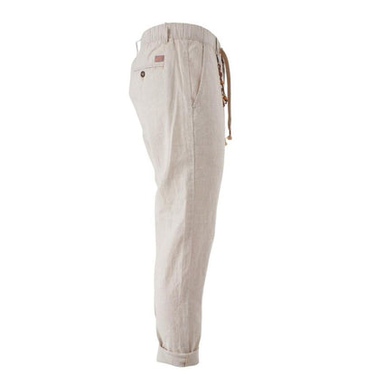 Yes Zee Beige Cotton Men Pants