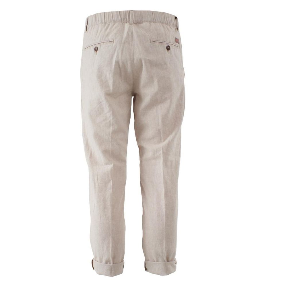 Yes Zee Beige Cotton Men Pants