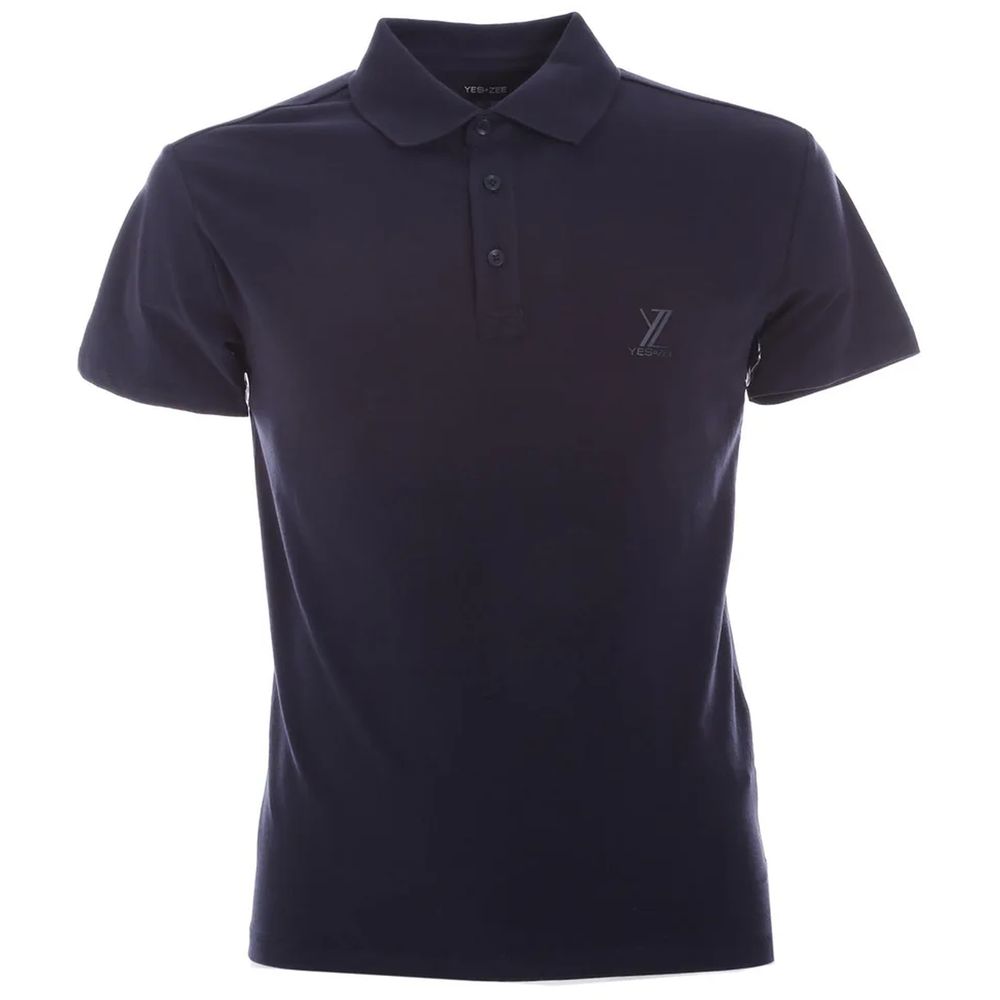 Yes Zee Blue Cotton Polo Shirt - S