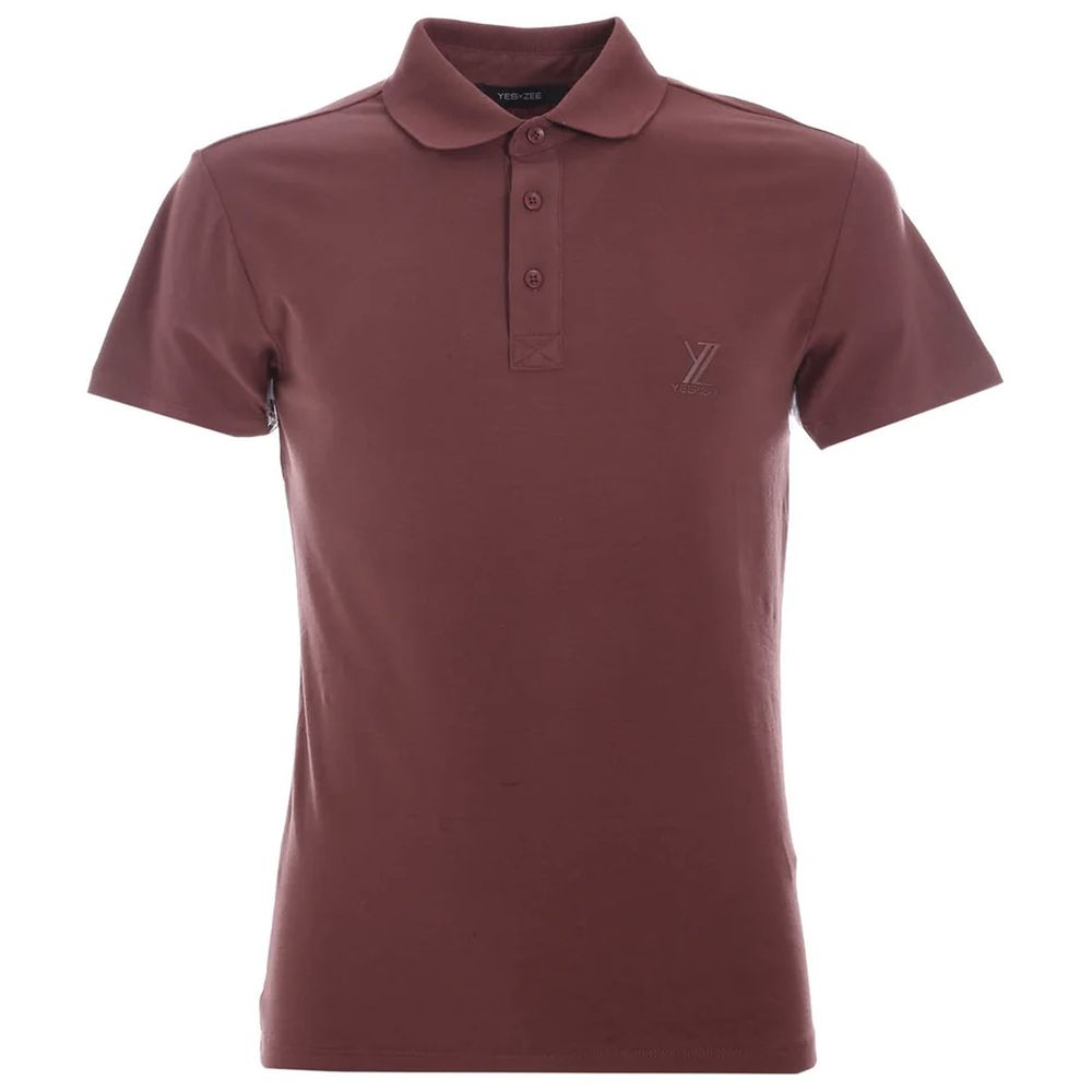 Yes Zee Brown Cotton Polo Shirt