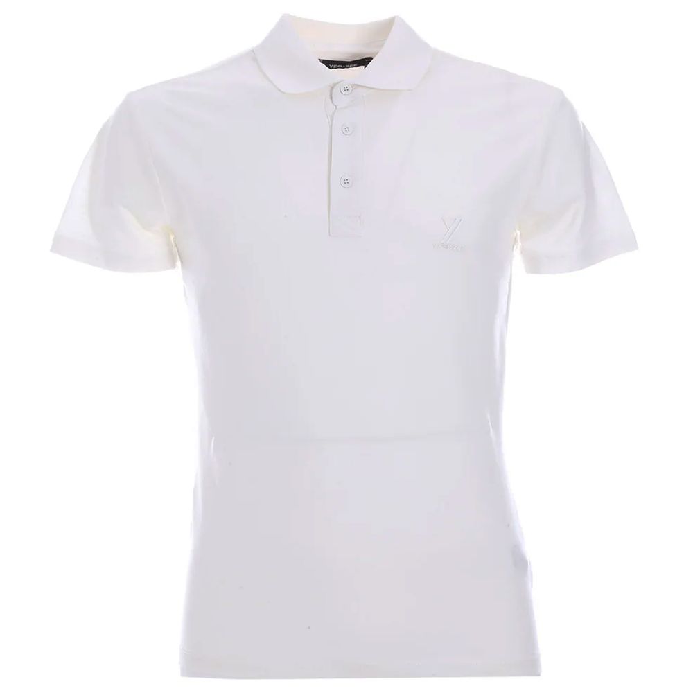 Yes Zee White Cotton Polo Shirt